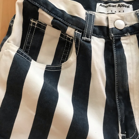 American Apparel Striped High Waist Shorts - Picture 6 of 8